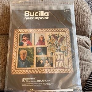 Vintage Bucilla Needlepoint craft kit 4178 Dried Flowers Picture Frame 12” x 15”